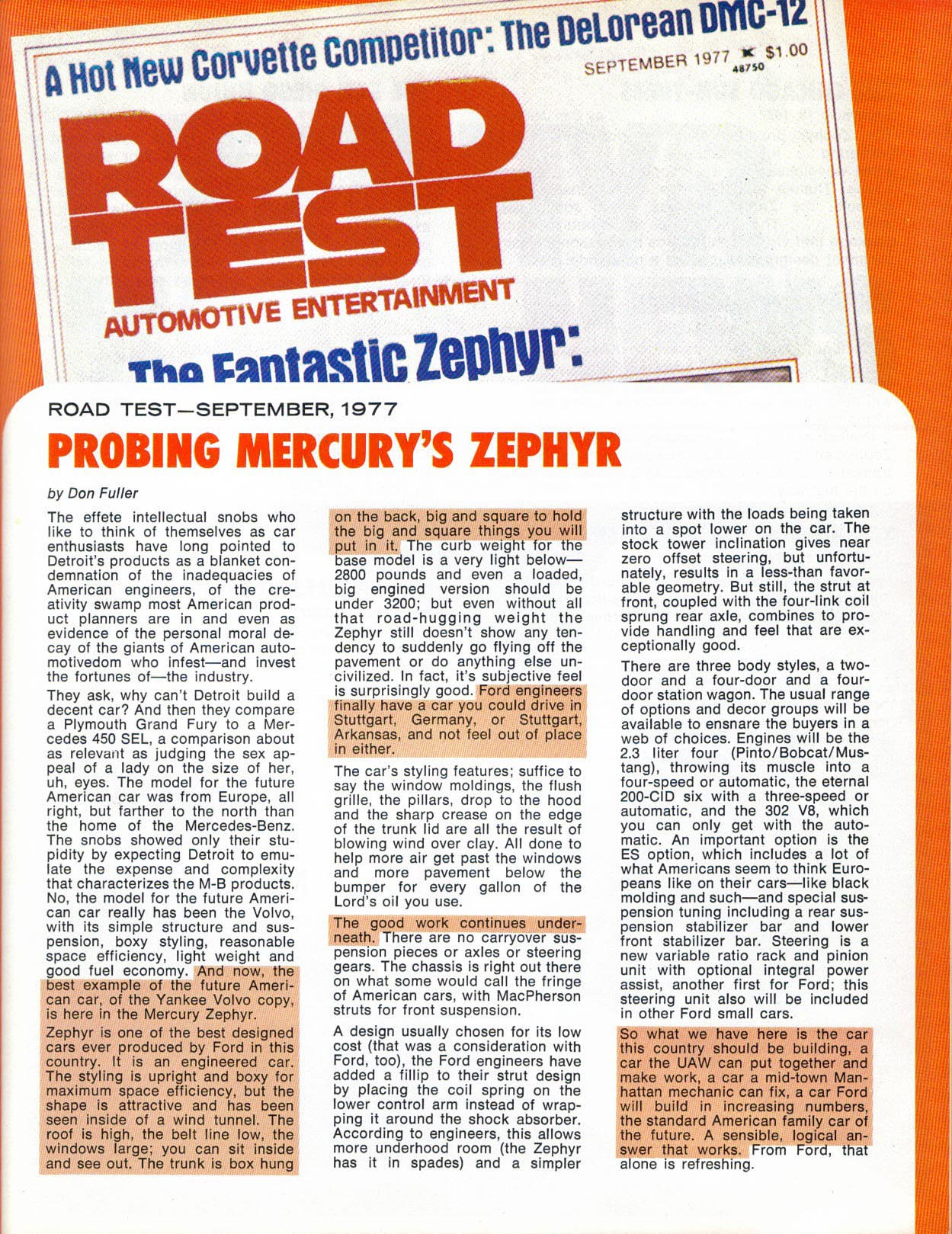 1978 Mercury Zephyr News Brochure Page 6